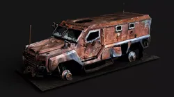 war destroyed vehicle burned wreck PBR photogrammetry Low-poly 3D model