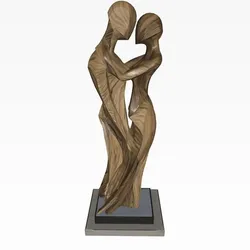 Abstract Couple Embrace Sculpture – Modern Artistic Statue