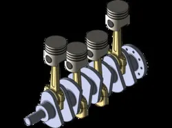 Four-Cylinder Inline Engine Crank-Piston Assembly