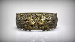 Lion Head Ring Roaring Silver Wedding Band