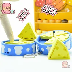 🧀 Yum3D Cheese Slice Box Set of Clicker Keychains - Cute Backpack Keychain