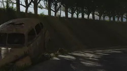Old car scene with landscape style environment  Low-poly 3D model