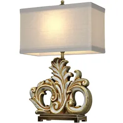 Rustic Distressed Nightstand Table Lamp Carved Wood Sculptural 3D model