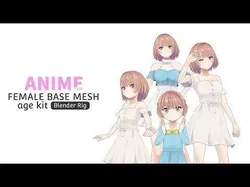 Anime Female Base Mesh Age Kit Low-poly 3D model