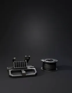 black battery storage stand with angled slot holders hex pattern base