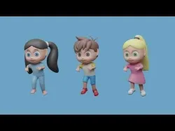 Cartoon characters 2 01 kids Low-poly 3D model