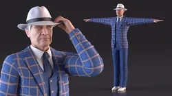 Elderly Gentleman in a Classic White Fedora Rigged for Maya 3D model