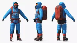 Fully Equipped High Altitude Climber Blue 3D model
