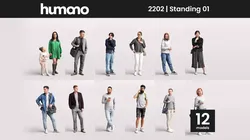 Humano 12- Collection 2202 - STANDING PEOPLE - 12 x 3D models  3D model