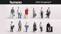 Humano 12- Collection 2208 - SHOPPING PEOPLE - 12 x 3D models  3D model