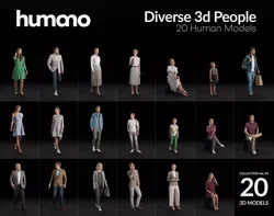Humano 20-Collection 04 -  DIVERSE POSED PEOPLE - 20x 3D models  3D model
