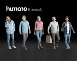 Humano 5-Pack - CASUAL - STREET - PEOPLE - 5x 3D models 02B