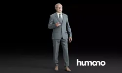 Humano Elegant business man in a suit standing and talking 0111 3D model