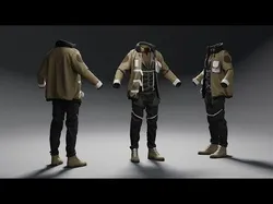 Midpoly Overall and Jacket Outfit 3D model