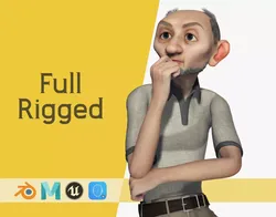 Old Man cartoon character RealTime Male 3D Low-poly 3D model