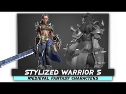 Stylized Warrior 05 - Fantasy Girl Sword Medieval Heroes - 43 Low-poly 3D model