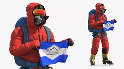 Summit Climber Holding Flag 3D model