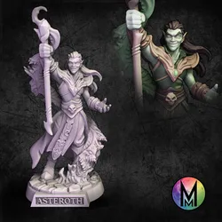 Warlock - Asteroth the Elf Vampire  Warlock  ( Elven Warlock with staff and spell effect )