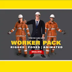 Worker Character Pack 2 RIGGED Low-poly 3D model