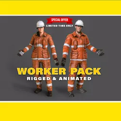 Worker Character Pack RIGGED Low-poly 3D model
