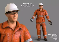 Worker Male Realistic rigged Animated Low-poly 3D model