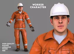Worker Man rigged Animated Low-poly 3D model