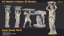 40 Atlantes Column 3D Meshes - VOL 47 Low-poly 3D model