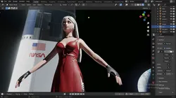Anime Lunar Goddess Female T-Pose UV Mapped Sci-Fi Rigged Base 3D model