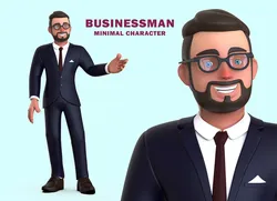 Business Man Minimal Cartoon Character Low-poly 3D model
