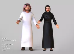 Cartoon Arab Character Pack  Low-poly 3D model