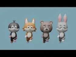 Cartoon character animals Low-poly 3D model