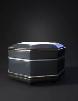 Create a luxury jewelry ring box with an octagonal silhouette and cham