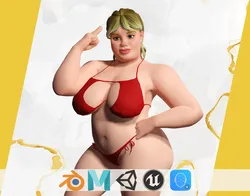 Curvy Swimsuit Female Character Plus-Size Stylized Character