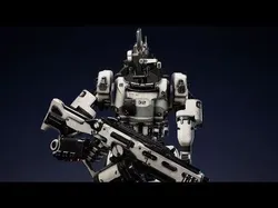 Etasphera32 lego robot holding gun Low-poly 3D model