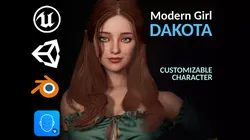 F2 Modern Girl Dakota - Game Ready Rigged Animated  Low-poly 3D model