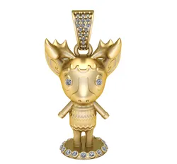 Golden Deer Spirit Pendant – Cute Antler Character Jewelry 3D Model (STL/OBJ)
