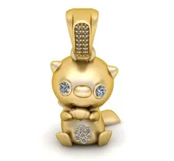 Golden Kawaii Kitty Pendant – Cute Character Jewelry 3D Model (STL/OBJ)
