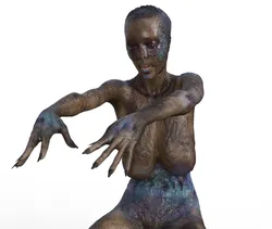 Halloween zombie woman scream on knee 3D Print Model in Woman 530975