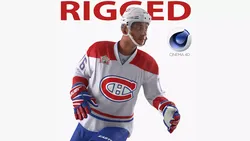 Hockey Player Canadiens Rigged for Cinema 4D 3D model