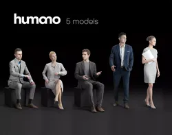 Humano 5-Pack - OFFICE - BUSINESS PEOPLE - 5x 3D models 01D