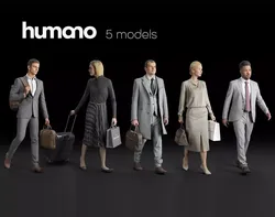 Humano 5-Pack - PEOPLE - STREET - TRAVELING - 5x 3D models 03A