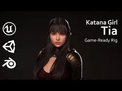 Katana Girl Tia - F2 Customizable Game Character Low-poly 3D model