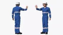 Oil Gas Worker Fully Equipped Standing Fur 3D model