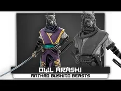 Owl Arashi - Anthro Bushido Beasts - Katana Realistic - 34 Low-poly 3D model