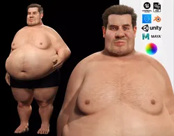 Realistic Fat man character Low-poly 3D model