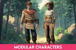 Stylized Medieval Modular Characters Low-poly 3D model