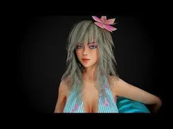 Summer Flower Beach Girl - Game Ready Low-poly 3D model