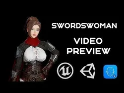 Swordswoman Low-poly 3D model