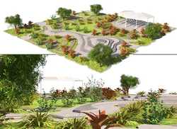 Terraced Park with Amphitheater 3d scene
