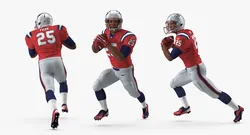 US Football Player New England Patriots Running Pose 3D model